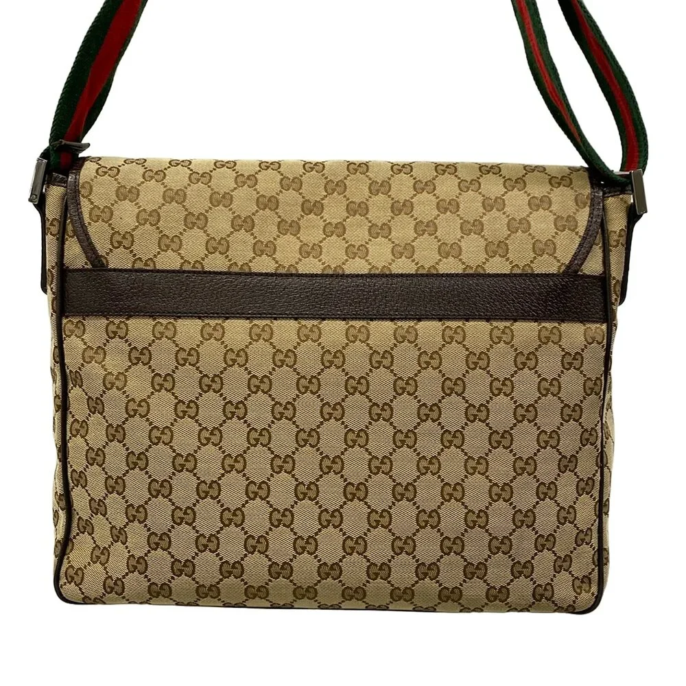 Gucci GG/Shelly Shoulder Bag 233052 Beige Dark Brown Jacquard Leather - Picture 3 of 15